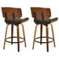 LumiSource Lombardi 26" Swivel Counter Stool with Espresso Faux Leather Upholstery in Walnut and Black (Set of 2), , large