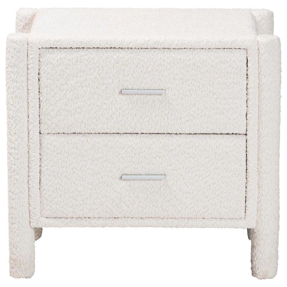 Baxton Studio Laria 2-Drawer Upholstered Nightstand in White, , large