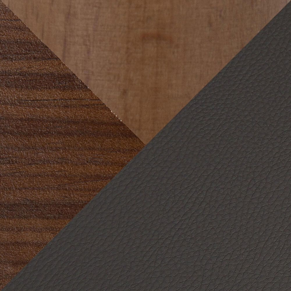 LumiSource Anabelle Side Chair with Brown Faux Leather Cushion in Walnut (Set of 2), , large