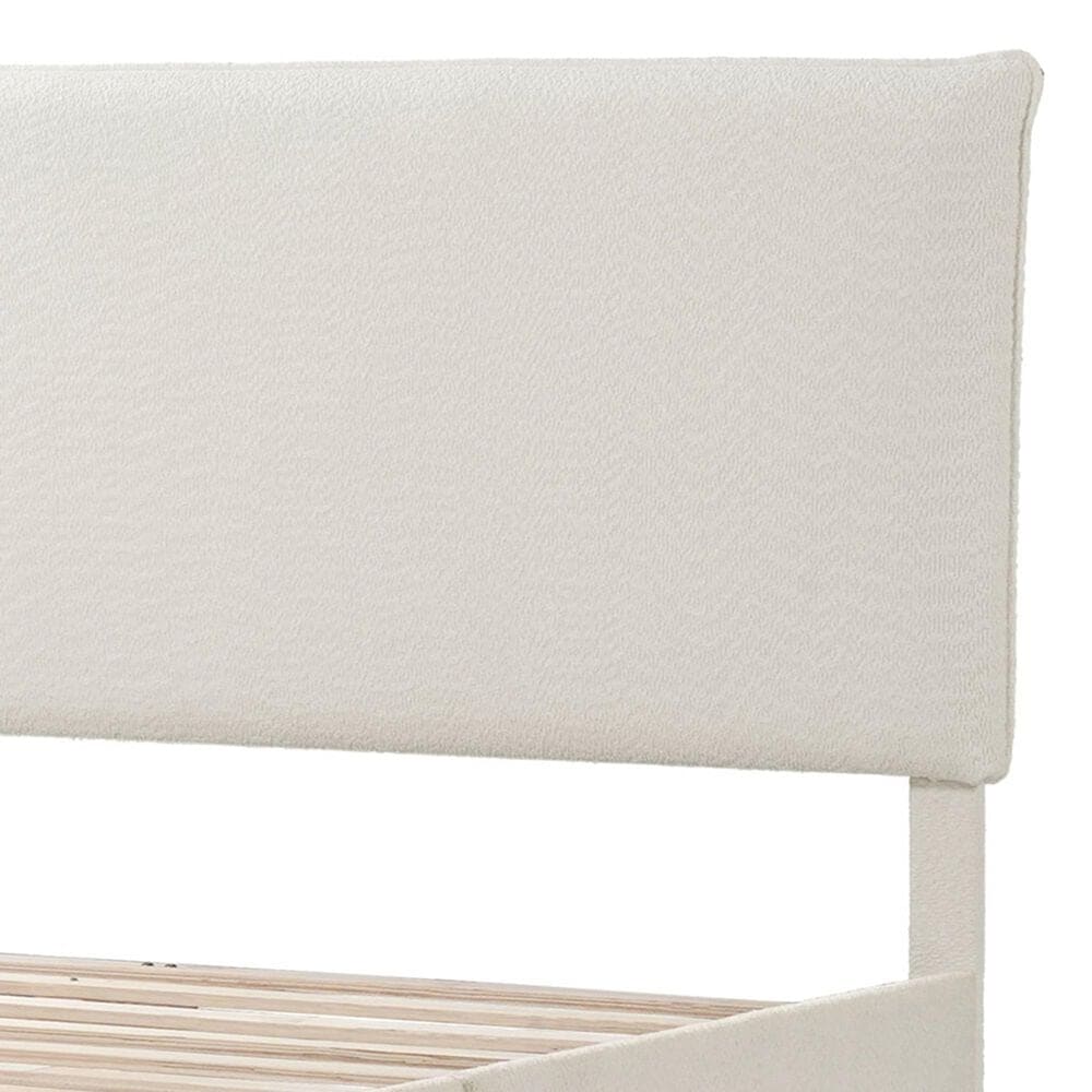 Furniture of America Gail Queen Upholstered Platform Bed with Pillow Headboard in White, , large