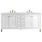 James Martin Vanities Chicago 72" Double Bathroom Vanity in Glossy White with 3 cm Arctic Fall Solid Surface Top and Rectangular Sinks, , large