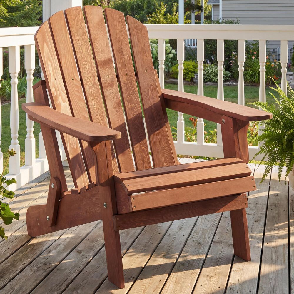 Hearth and Haven Oversize Outdoor Folding Adirondack Chair in Coffee, , large