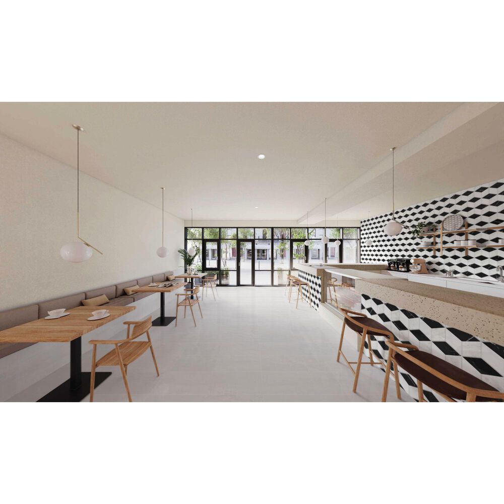 Soho Studio Pari Classico Thassos, Nero and Carrara 8" x 9.21" Marble Mosaic Sheet, , large