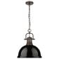 Golden Lighting Duncan 1-Light Pendant with Chain and Black Shade in Rubbed Bronze, , large