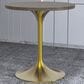 Leisuremod LeisureMod Verve Collection 27 Round Dining Table, Brushed Gold Base with Dark Maple MDF Top, , large