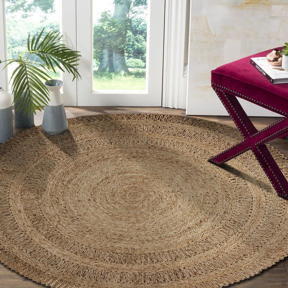 L&amp;R Resources Natural Jute  6&#39; Round Gray Area Rug, , large