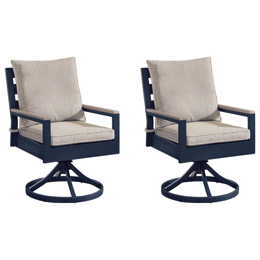 Ashley East Beach Swivel Chair in Navy Blue and Driftwood (Set of 2), , large