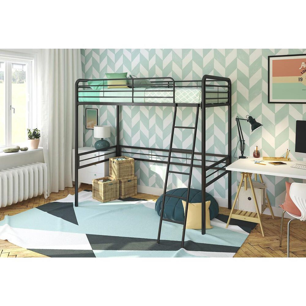 DHP DHP Twin Loft Bed in Black, , large