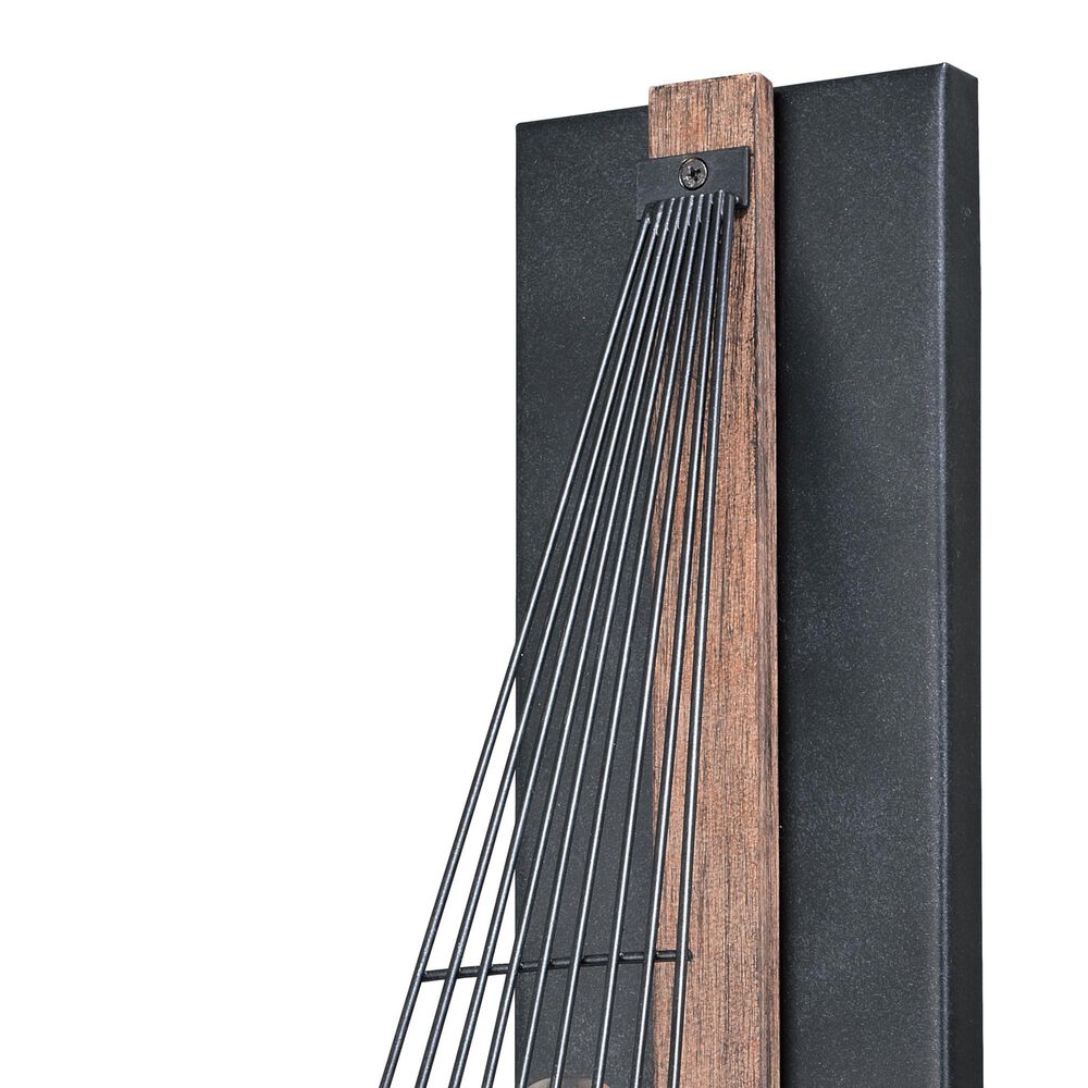 Vaxcel Dearborn 1-Light Wall Sconce in Black Iron and Burnished Oak, , large