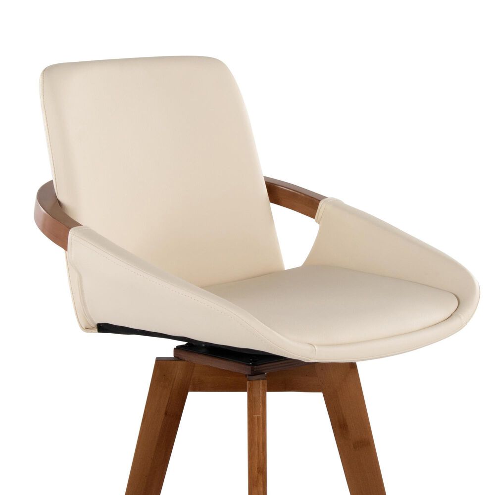 Lumisource Cosmo Swivel Counter Stool with Cream Cushion in Walnut and Black, , large