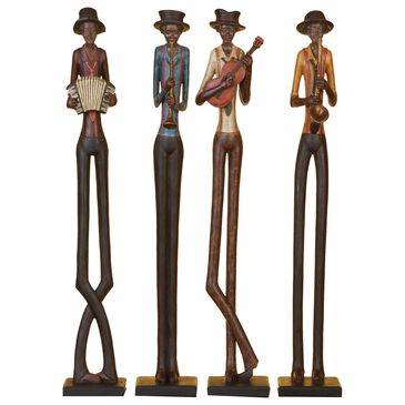 Maple and Jade Jazz Band Musician Sculpture in Brown, Gold, Red and Black (Set of 4), , large