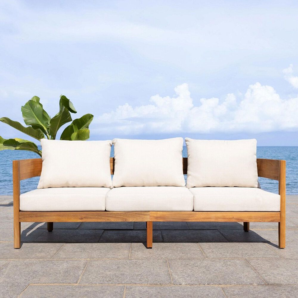 Safavieh Theo 3-Seater Outdoor Sofa in Taupe, , large