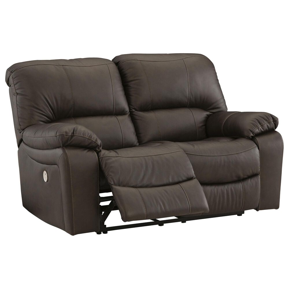 Ashley Leesworth Power Reclining Loveseat in Dark Brown, , large