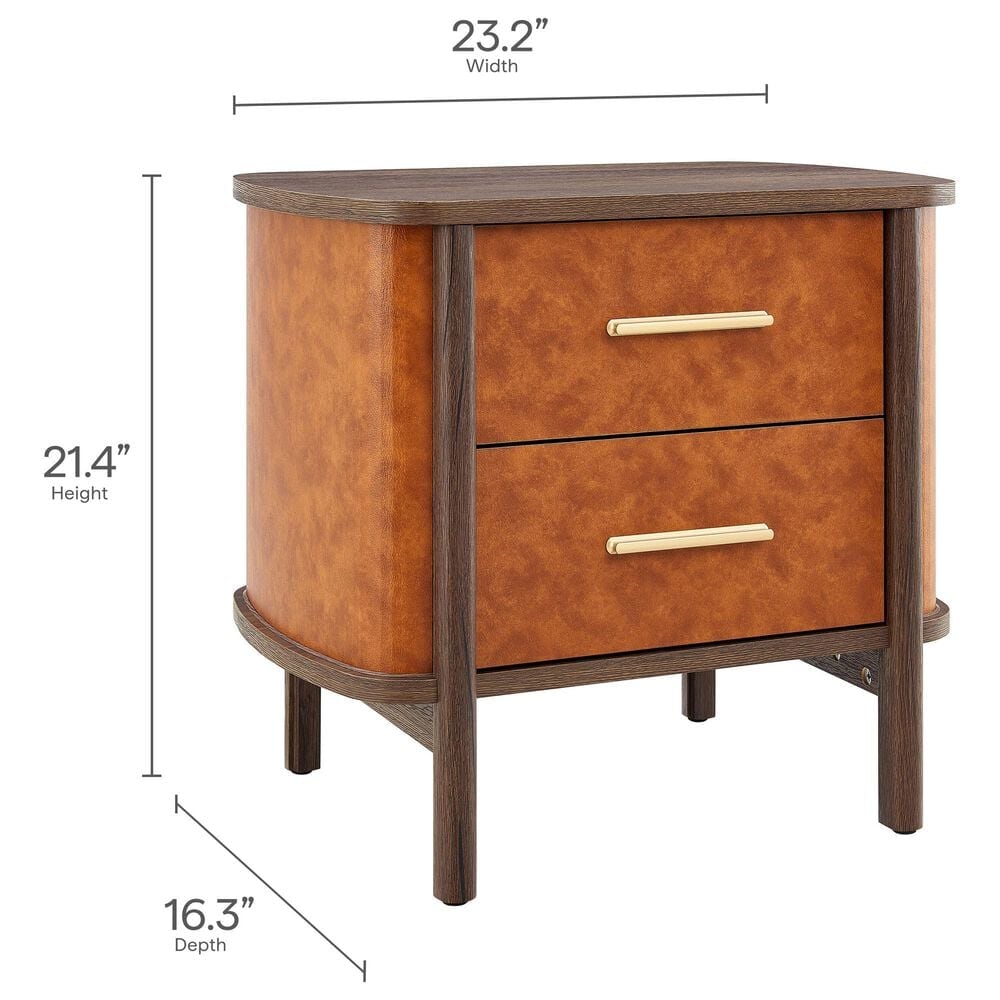 Modway Coralie 2 Drawer Nightstand in Walnut Tan, , large