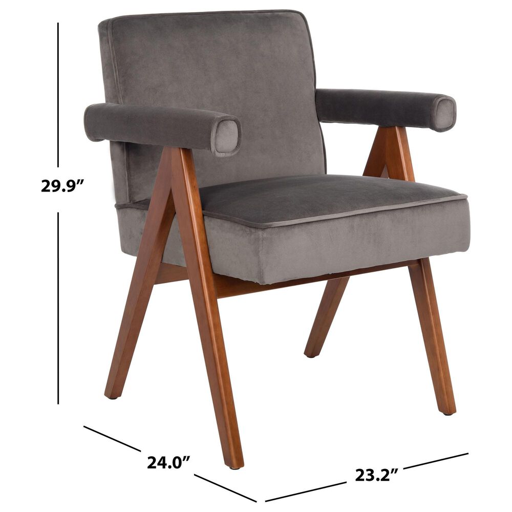 Safavieh Suri Arm Chair in Dark Grey Velvet, , large