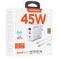 Hypercel SpeedBoost 45W PD Wall Charger with 6ft USB-C Cable in White, , large