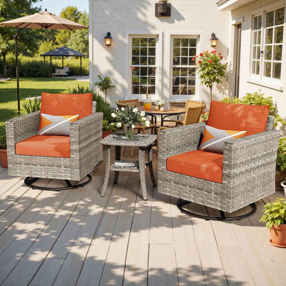 HOMLUX 3-Piece Outdoor Conversation Set in Orange Red, , large