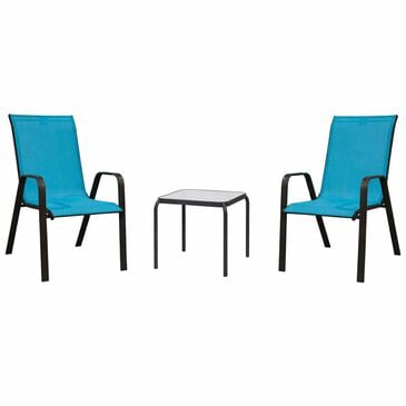 Redline Creation Inc. 3-Piece Patio Chat Set in Black and Turquoise Blue, , large