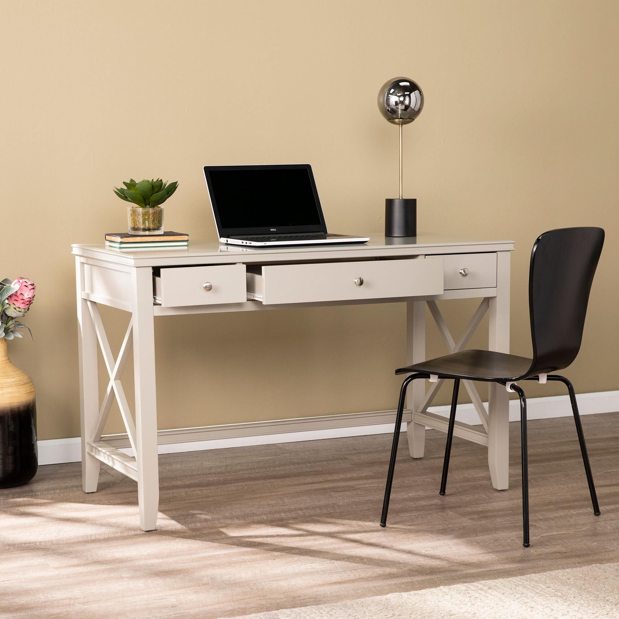 Southern Enterprises Larksmill Writing Desk in Gray and Silver NFM