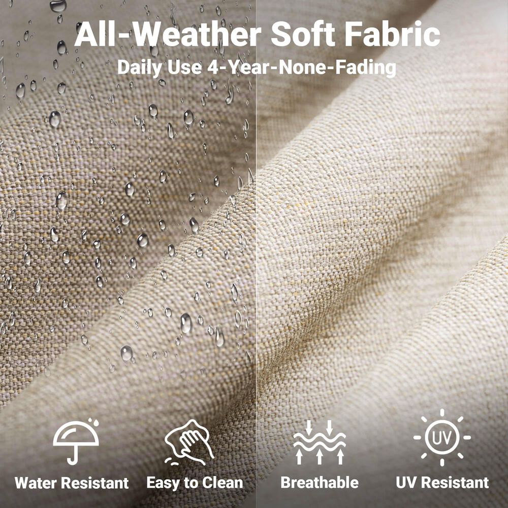 HOMLUX 4-Piece Patio Conversation Set with Grey Wicker in Beige, , large