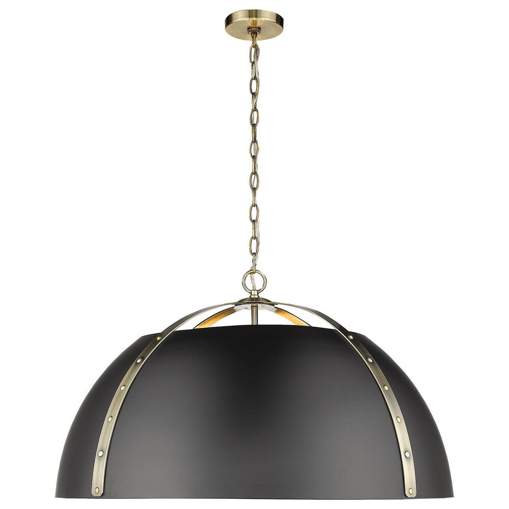 Golden Lighting Aldrich 8-Light Pendant with Matte Black Shade in Aged Brass, , large
