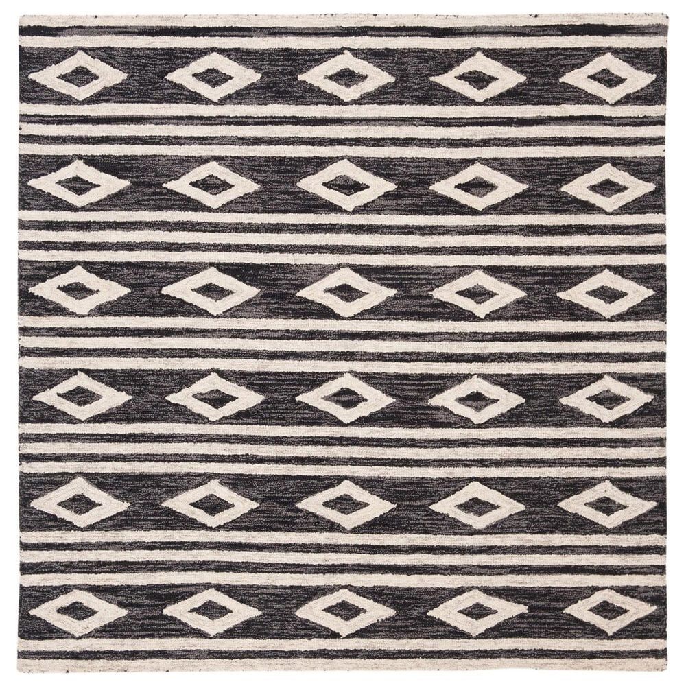 Safavieh Micro-Loop MLP153H 5" Square Charcoal and Ivory Area Rug, , large