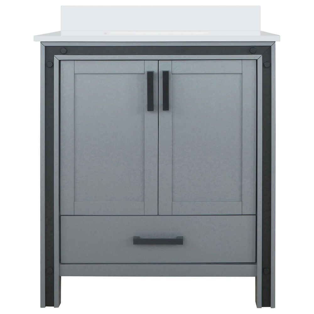 Lexora Home Ziva 30&quot; Single Bathroom Vanity in Dark Grey with 2 cm White Cultured Marble Top and Rectangular Sink, , large