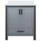 Lexora Home Ziva 30" Single Bathroom Vanity in Dark Grey with 2 cm White Cultured Marble Top and Rectangular Sink, , large