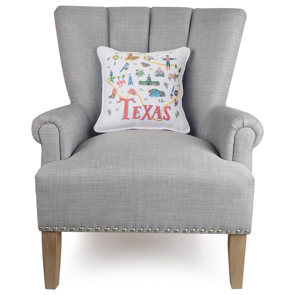 Peking Handicraft Texas Embroidered 14&quot; x 14&quot; Throw Pillow, , large