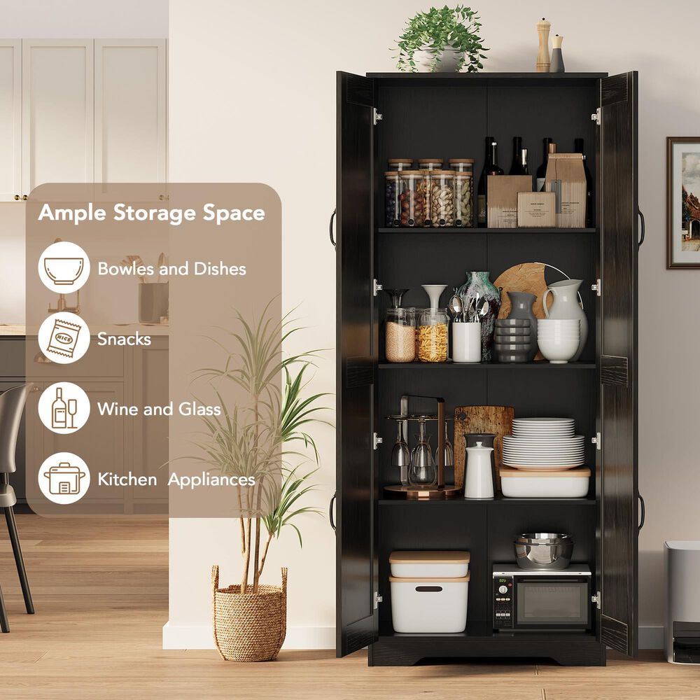 GARVEE 60" Kitchen Pantry Cabinet in Black, , large