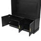 HOMLUX Farmhouse Fabric Arched Top Hall Tree with 5 Metal Hooks and Adjustable Shelves in Black, , large