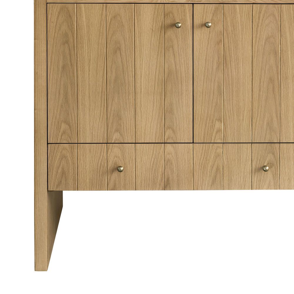 James Martin Vanities Hudson 36" Single Bathroom Vanity in Light Natural Oak with Single Hole 3 cm White Zeus Quartz Top and Rectangular Sink, , large