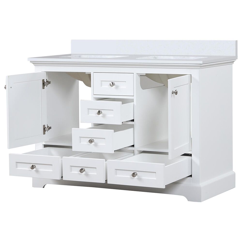 Lexora Home Dukes 48&quot; Double Bathroom Vanity in White with 2 cm White Cultured Marble Top and Rectangular Sinks, , large