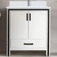 Lexora Home Ziva 30" Single Bathroom Vanity in White with 2 cm White Cultured Marble Top and Rectangular Sink, , large