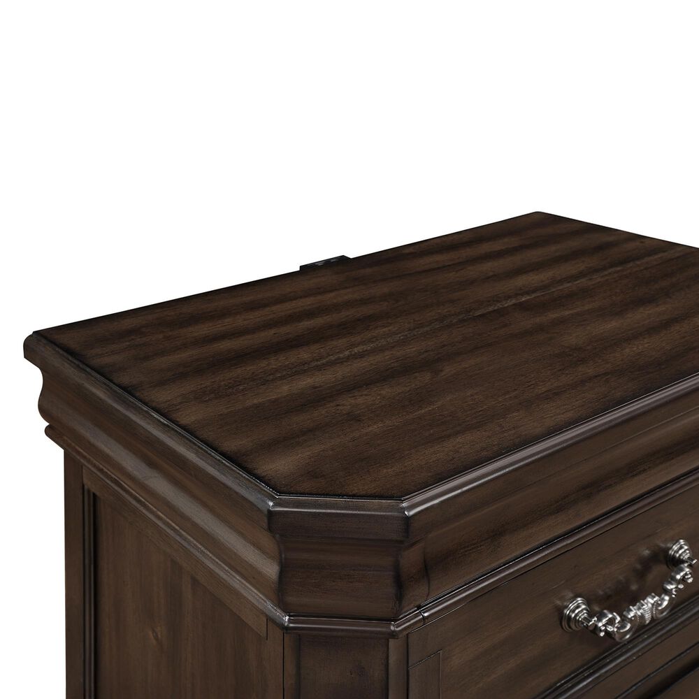 New Heritage Design Lyndhurst 4-Piece Queen Bedroom Set in Walnut Brown, , large