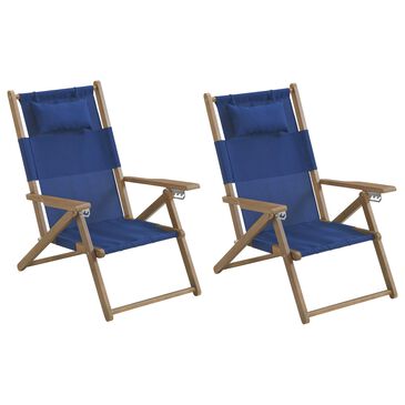 Timberlake Patio Folding Beach Chair in Blue (Set of 2), , large