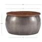 Linon Home Decor Royce 22" Drum Coffee Table with Storage in Pewter, , large
