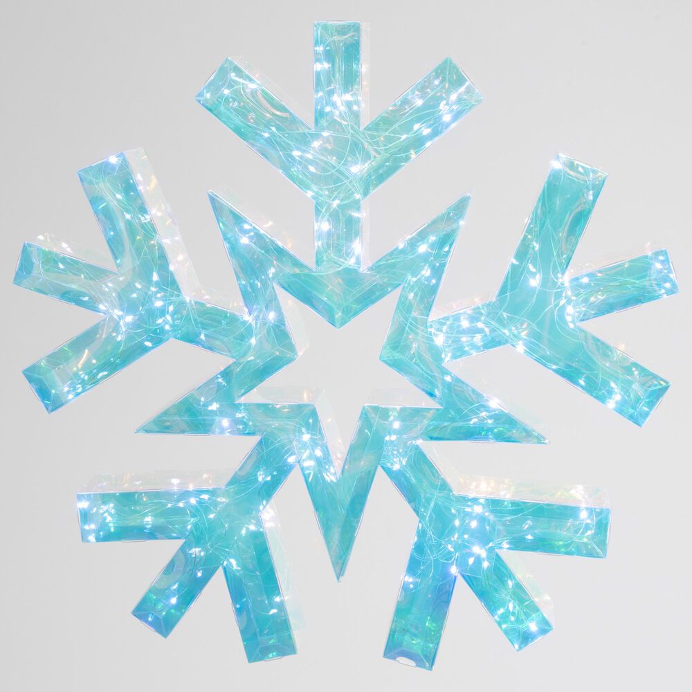 The Gerson Company 18.3&quot; USB Electric Lighted Hanging Holographic Snowflake with Remote Control in White, , large