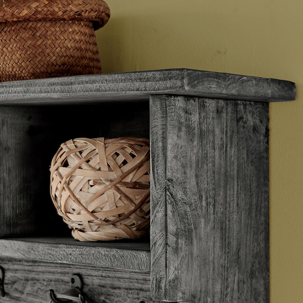 Timberlake Pomona 48&quot; Storage Wall Shelf with Coat Hook in Slate Gray, , large