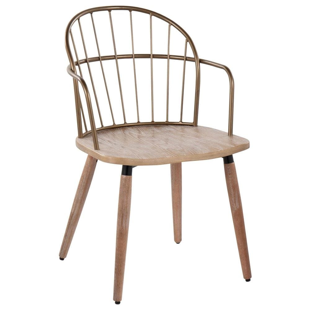 Lumisource Riley industrial Chair in Whitewashed Wood and Antique Copper Metal By LumiSource., , large