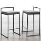 Lumisource Fuji Stackable Counter Stool with Grey Faux Leather Cushion in Black (Set of 2), , large