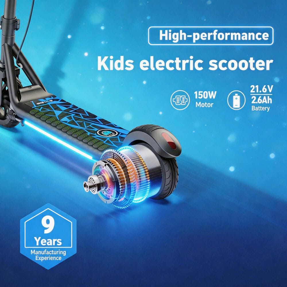HOMLUX Kids Electric Scooter with 6" Tires in Blue, , large