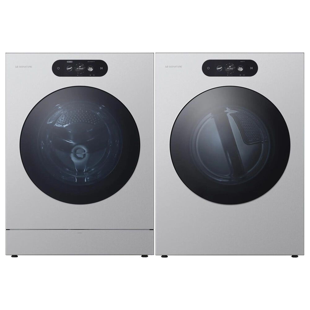 LG 5.8 Cu. Ft. Smart Front Load Washer and 9.0 Cu. Ft. Electric Dryer in Brushed Platinum Steel, , large