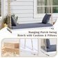 Hearth and Haven Topmax Outdoor Hanging Porch Swing Bench with Dark Gray Cushion in White, , large