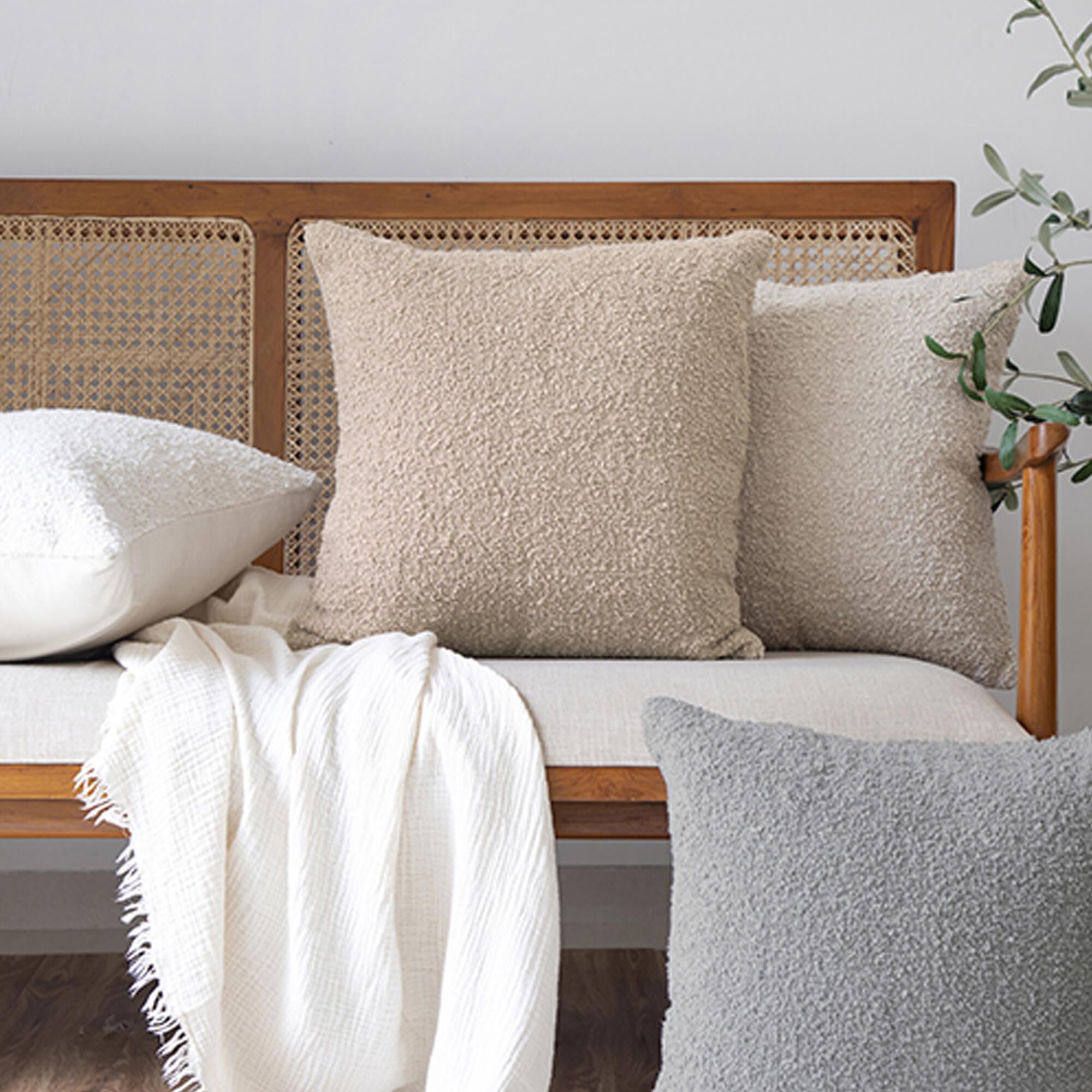 L.R. Home Boucle 18 x 18 Throw Pillow in Ivory NFM