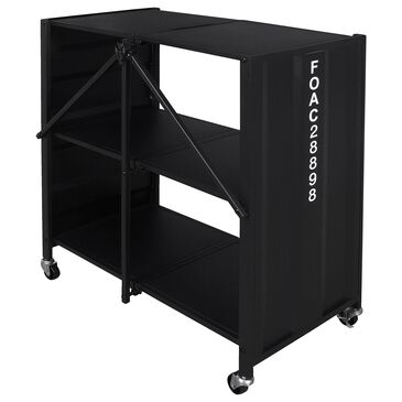 Furniture of America Fontenot 2 Shelves Foldable Bookcase in Black with Casters, , large