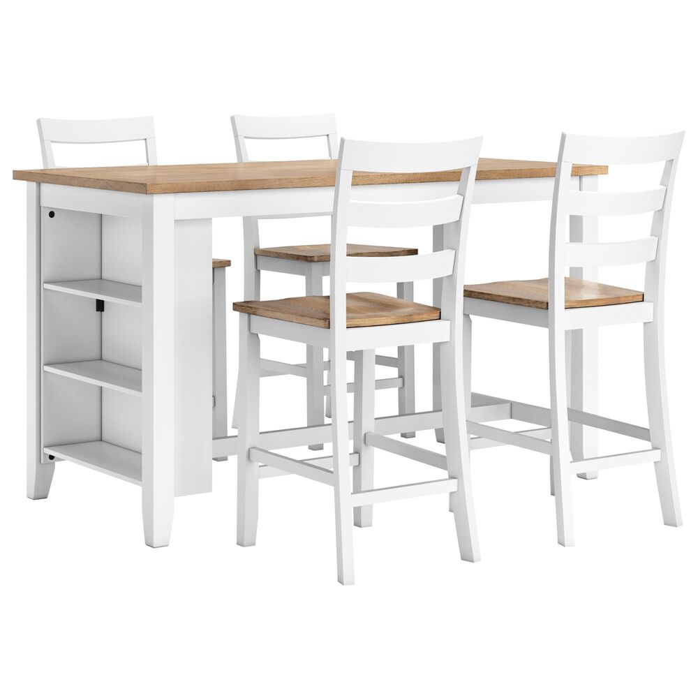 Ashley Gesthaven 5-Piece Counter Height Dining Set in Natural and White, , large