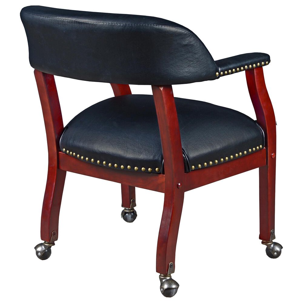 Regency Global Sourcing Ivy League Low Curved Back Captain Chair with Casters in Black, , large