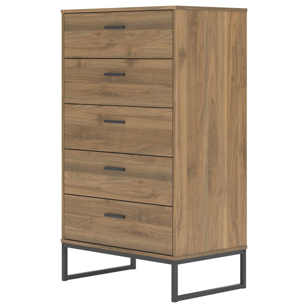 Ashley Deanlow 5-Drawer Chest in Honey Brown and Dark Pewter, , large
