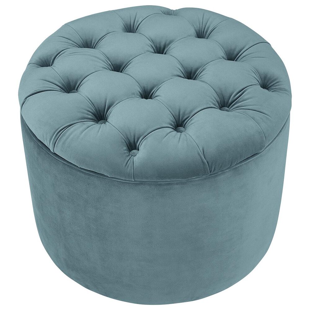 Tov Furniture Queen Velvet Storage Ottoman in Sea Blue, , large